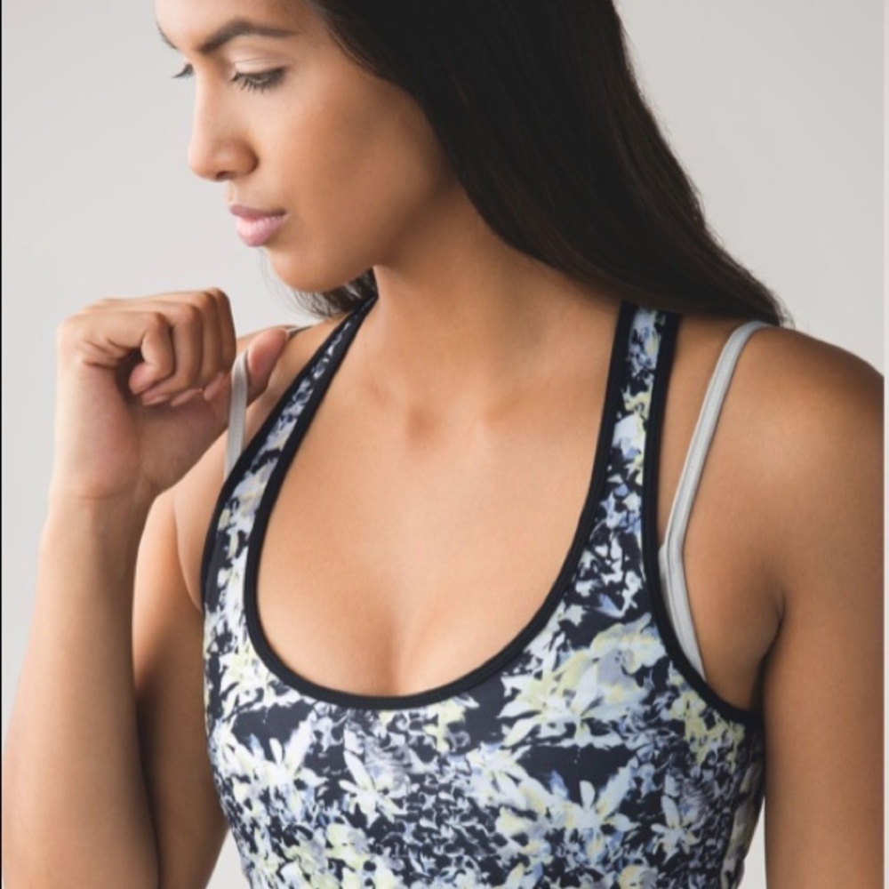 2/$40 Lululemon Cool RacerBack Crosscourt Petal Black Clarity Yellow Size 4